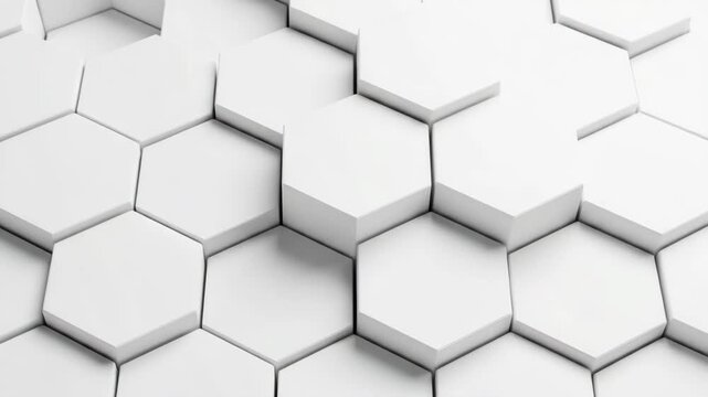 Abstract white hexagonal grid pattern background animation