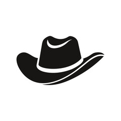 Black cowboy hat icon isolated on white background

