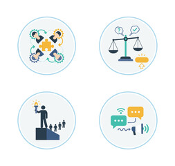 Fototapeta premium Business process icons showing teamwork, leadership, and communication