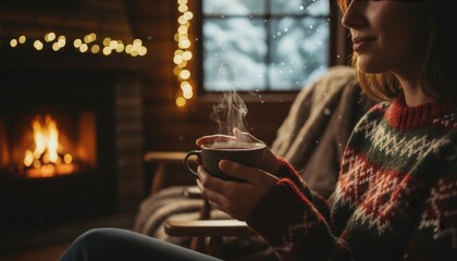 Cozy winter evening relaxation cabin retreat lifestyle photography warm atmosphere intimate view comfort and joy