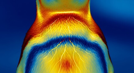 a vibrant thermal image depicts a detailed view of a human eye showing heat distribution patterns and internal structures high quality professional modern