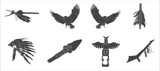Vibrant Native American Eagle Symbols Vector Pack for Tribal and Heritage Designs.