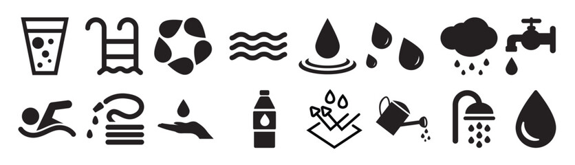water icons vector line icons set premium quality simple