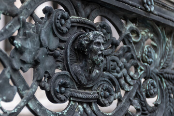 Tourists destination, baroque style elements in historical part of Bergamo city, Bergamo Alta with...