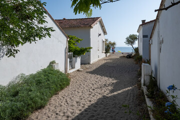 Le Racou hamlet houses in Argeles-sur-Mer, or the nook in Catalan, typical place along the...