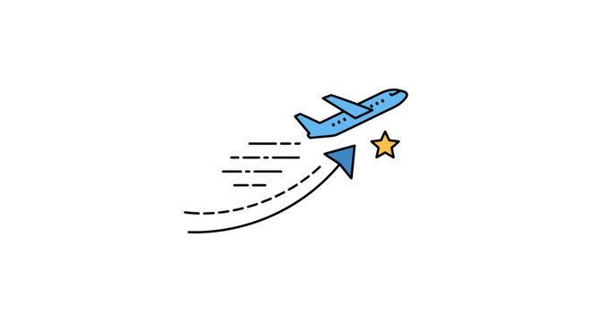 flight to success airplane takes off towards a star symbolizing ambition and achievement for travel industry marketing and inspirational content.