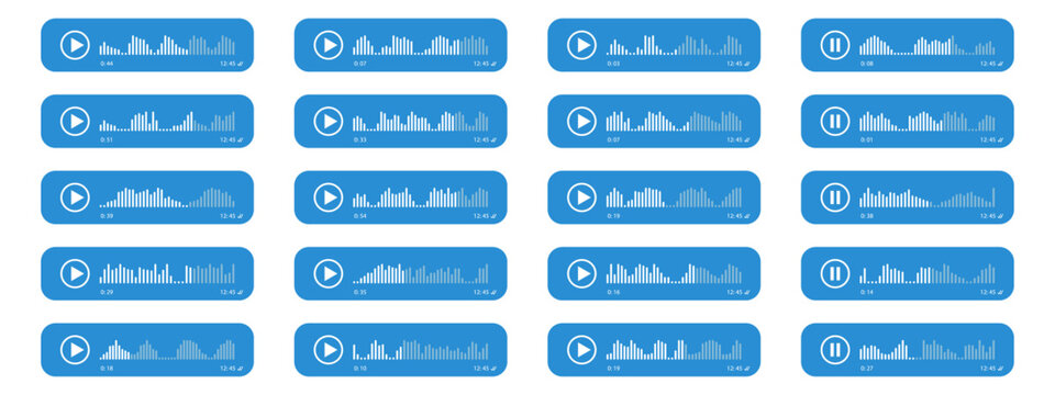 Waveform audio pattern for podcast. Voice message waves for music player, mobile streaming.