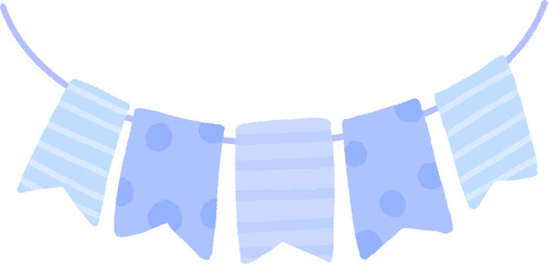 Blue Pastel Party Garland &ndash; Soft Striped and Polka Dot Bunting for Kids Birthday and Nursery Decor