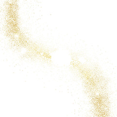 Golden glitter swirl forming an abstract shimmering trail of sparkling particles, elegant festive dust flow for luxury celebration and decorative design.