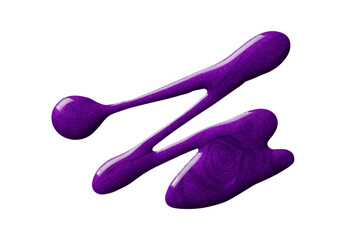A sample of purple pearl nail polish with a shimmer. Isolated on a white background.