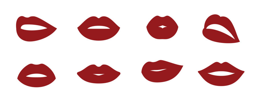 woman s lip icons red on a white background