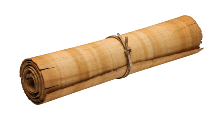 Rolled parchment scroll isolated on transparent background, ready for your message