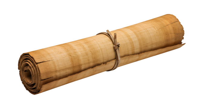 Rolled parchment scroll isolated on transparent background, ready for your message