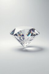 A Sparkling Gemstone, Brilliantly Cut and Polished, Showcases its Inner Light and Prismatic Fire on a Simple, Elegant Background