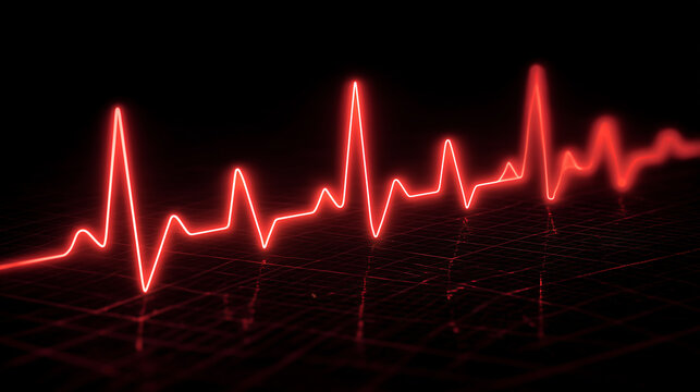 Red electrocardiogram line health monitoring signal