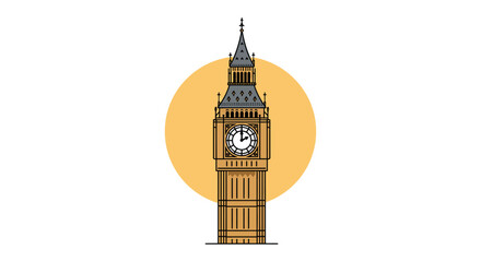 Big ben illustration iconic elizabeth tower against a warm sunset perfect for travel blog highlighting londons history  architectural landmark.