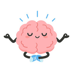 Brain Meditating Cartoon Illustration