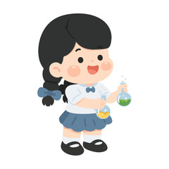 Illustration of Girl Scientist with Beakers