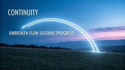 Abstract illustration of glowing arc over a landscape promoting equity