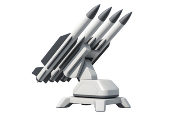 Futuristic Surface-to-Air Missile System Concept – Sleek Redesign on White Background