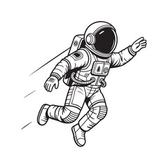  Astronaut Running with Rocket Ready for Launch into Deep Space Adventure.