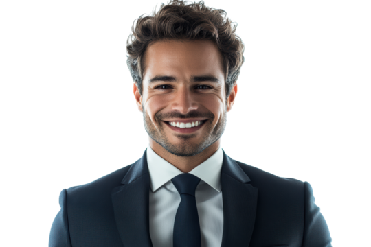 Stylish man in suit smiling confidently
