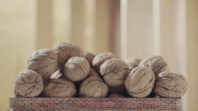 Brown whole walnuts ready to eat