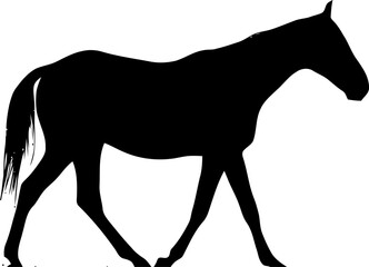 Elegant Black Silhouette of a Horse in Motion, Ideal for Graphic Design Projects and Illustrations