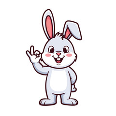 Cute Cartoon Rabbit Giving Thumbs up and Okay Gesture