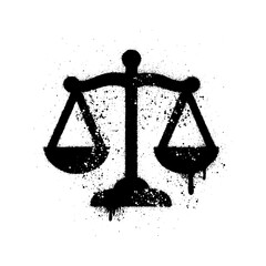 Grungy Street Art Graffiti Style Scale of Justice Symbol Vector © HENI