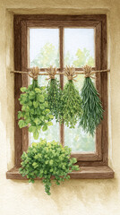 Discover the Charm of Indoor Herb Gardens: A Beautiful Window Display of Fresh Herbs Enhancing Your Home with Natural Greens and Serene Aesthetics