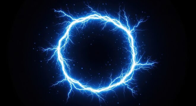 Dynamic Glowing Energy Portal Circle Against Dark Background - Powered by Adobe
