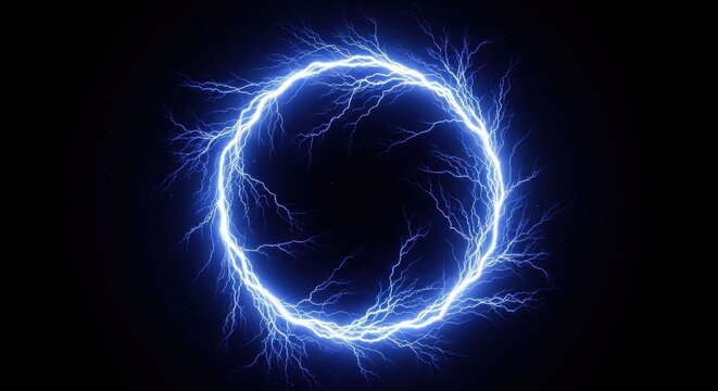 Vibrant blue electrical plasma vortex energy field
