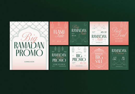 Pink And Green Elegant Ramadan Sale Banner