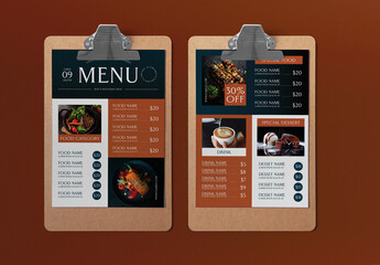 Orange Minimal Food Menu Layout