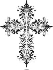 Ornate floral cross illustration conveying spirituality and religious symbolism effectively