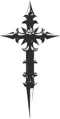 Ornate gothic style cross illustration with sharp edges and pointed details design