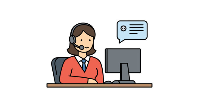 customer service agent at computer providing online support assisting customers creating seamless experience illustrating efficient help desk solutions.