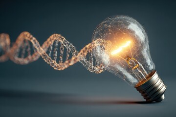 Glowing lightbulb representing innovative ideas intertwined with strands of glowing energy illuminating creative possibilities
