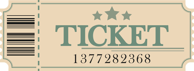 Vintage Admit One Ticket – Retro Coupon with Barcode and Number