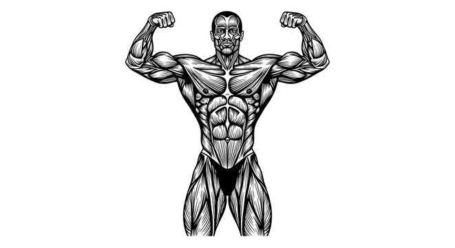 Muscle-bound A Stylized Illustration of a Bodybuilder's Physique