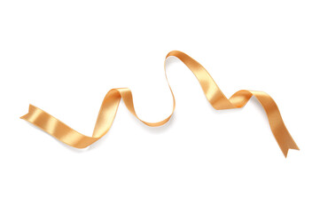 Obraz premium Shiny golden ribbon on white background