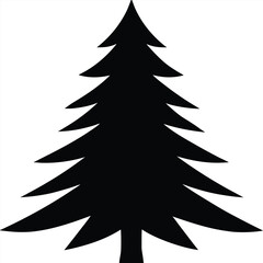 Obraz premium Elegant Black Christmas Tree Silhouette with Snowflake Decoration – Holiday Winter Design,