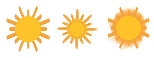 Set of sun icons vector flat design elements EPS vector for weather forecast and graphic design