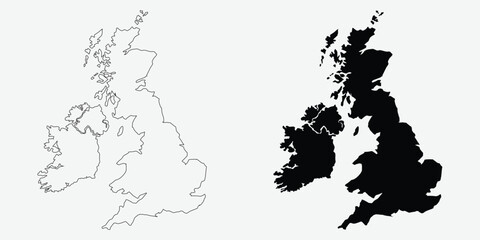 United Kingdom map outlines featuring a vector illustration in black and white perfect for geographic designs and infographics EPS vector