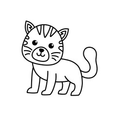 Cute cartoon cat outline illustration for kids
