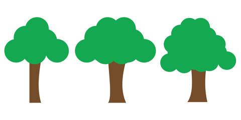 Set of simple tree illustrations flat vector design elements isolated EPS vector for nature and environmental concepts