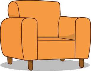 Vector illustration of an orange colored armchair.