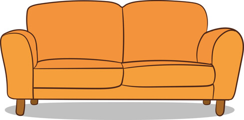 Vector illustration of an orange sofa.