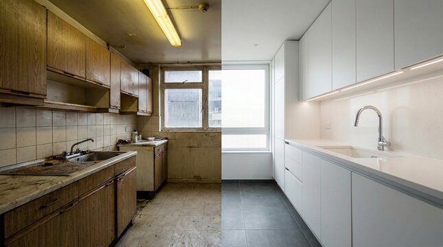 Kitchen renovation before and after: transformation from old to modern design